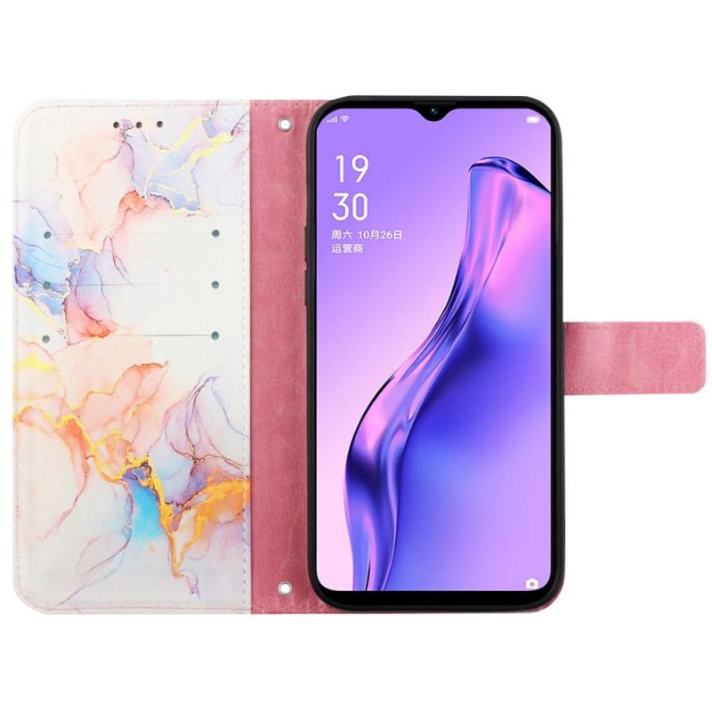 Fliptok / Bőrtok Oppo A94 5G Márvány Nyakpánttal