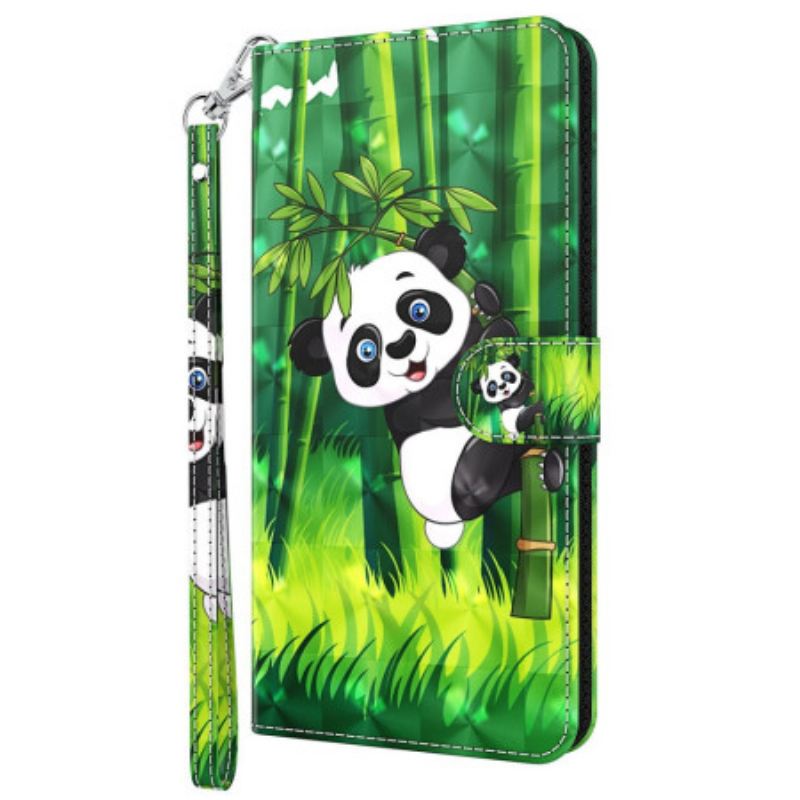 Fliptok / Bőrtok Oppo A94 5G Panda Nyakpánttal