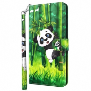 Fliptok / Bőrtok Oppo A94 5G Panda Nyakpánttal