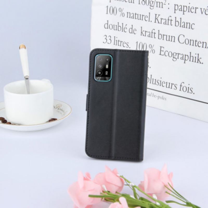 Fliptok / Bőrtok Oppo A94 5G szíjjal Pántos Geo Bőr Hatás