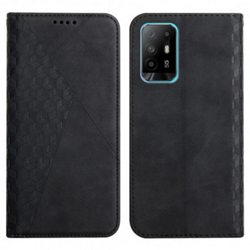 Fliptok Oppo A94 5G Bőrtok Cubic Style Skin-touch