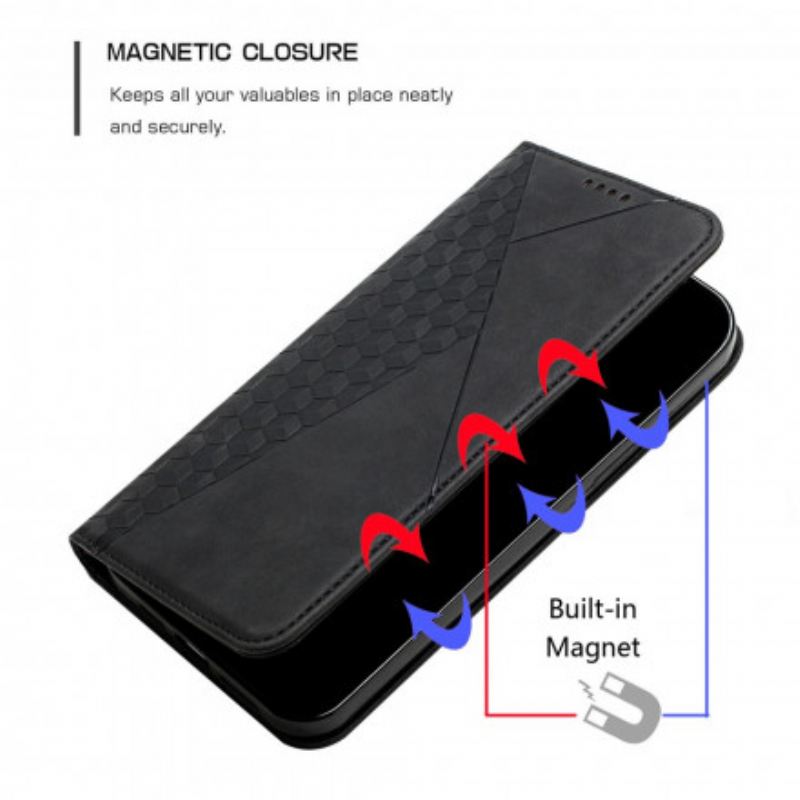 Fliptok Oppo A94 5G Bőrtok Cubic Style Skin-touch