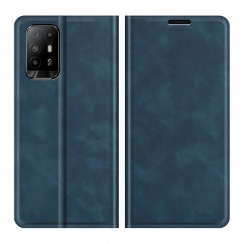 Fliptok Oppo A94 5G Bőrtok Puha Bőr Hatás