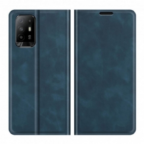 Fliptok Oppo A94 5G Bőrtok Puha Bőr Hatás