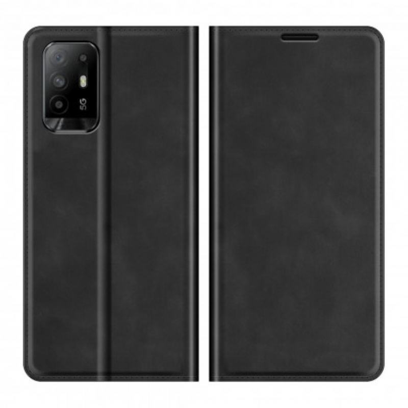 Fliptok Oppo A94 5G Bőrtok Puha Bőr Hatás