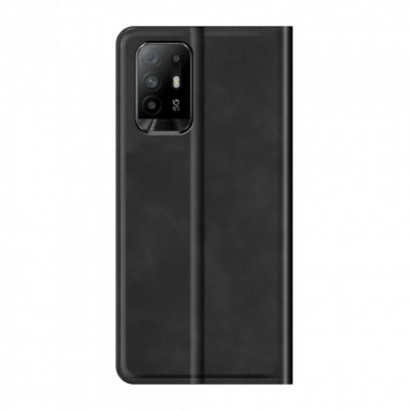 Fliptok Oppo A94 5G Bőrtok Puha Bőr Hatás