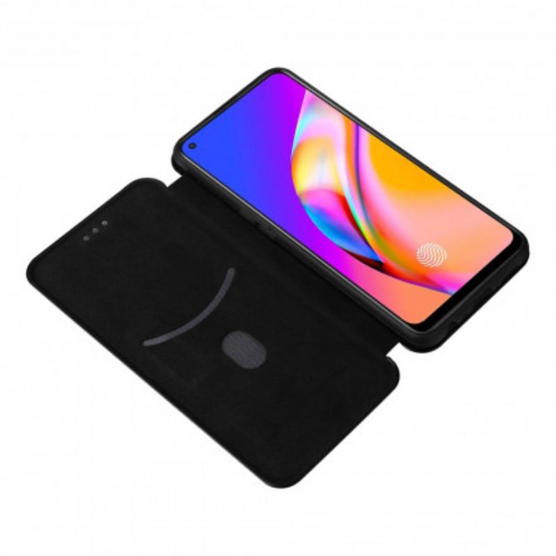 Fliptok Oppo A94 5G Bőrtok Színes Karbon Szilikon