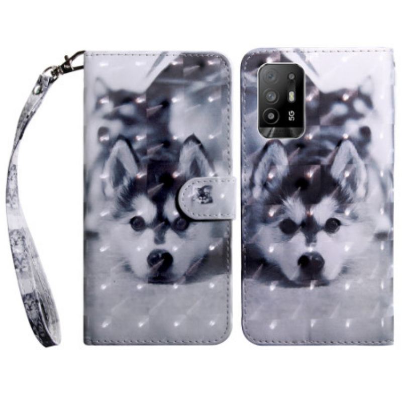 Fliptok Oppo A94 5G Husky Kutya Kötéllel