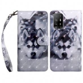 Fliptok Oppo A94 5G Husky Kutya Kötéllel