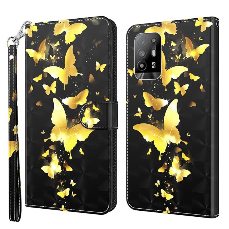 Fliptok Oppo A94 5G Pillangó Zsinórral