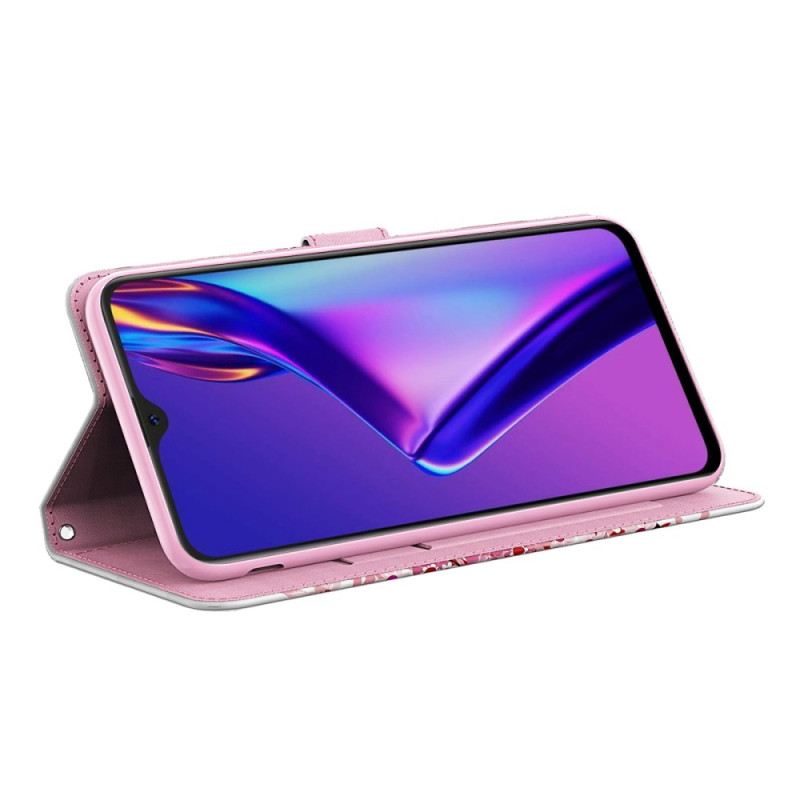 Fliptok Oppo A94 5G Rózsafa Kötéllel