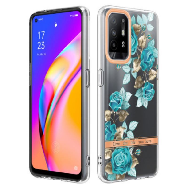 Telefontok Oppo A94 5G Zökkenőmentes Kék Virágok