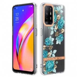 Telefontok Oppo A94 5G Zökkenőmentes Kék Virágok