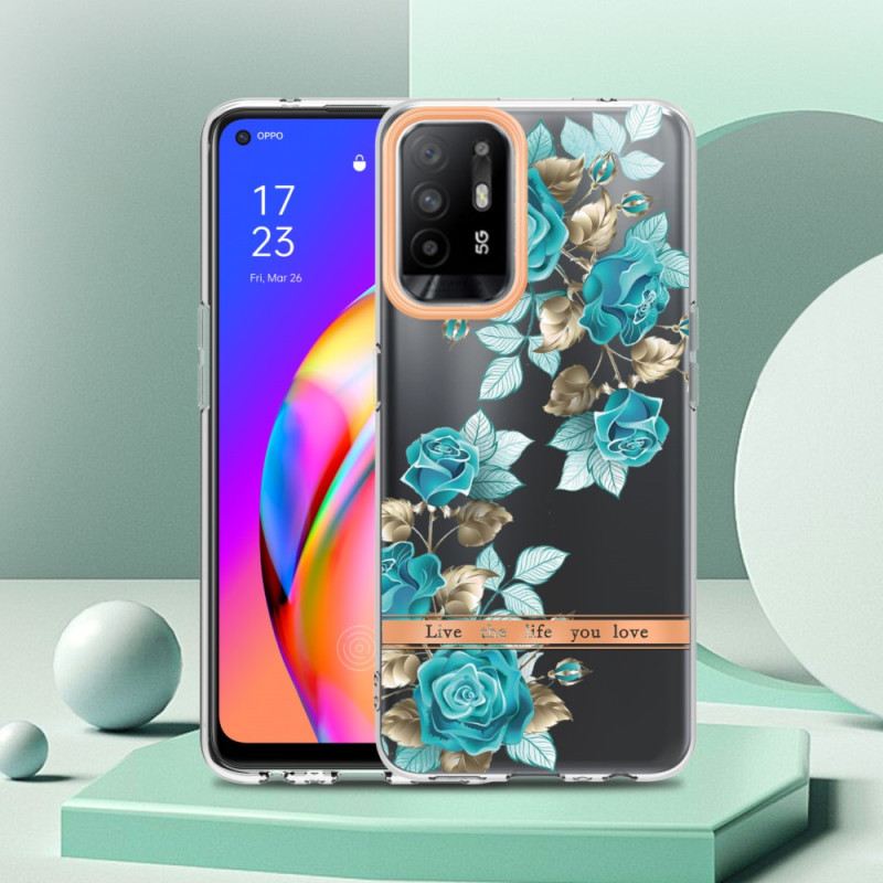 Telefontok Oppo A94 5G Zökkenőmentes Kék Virágok