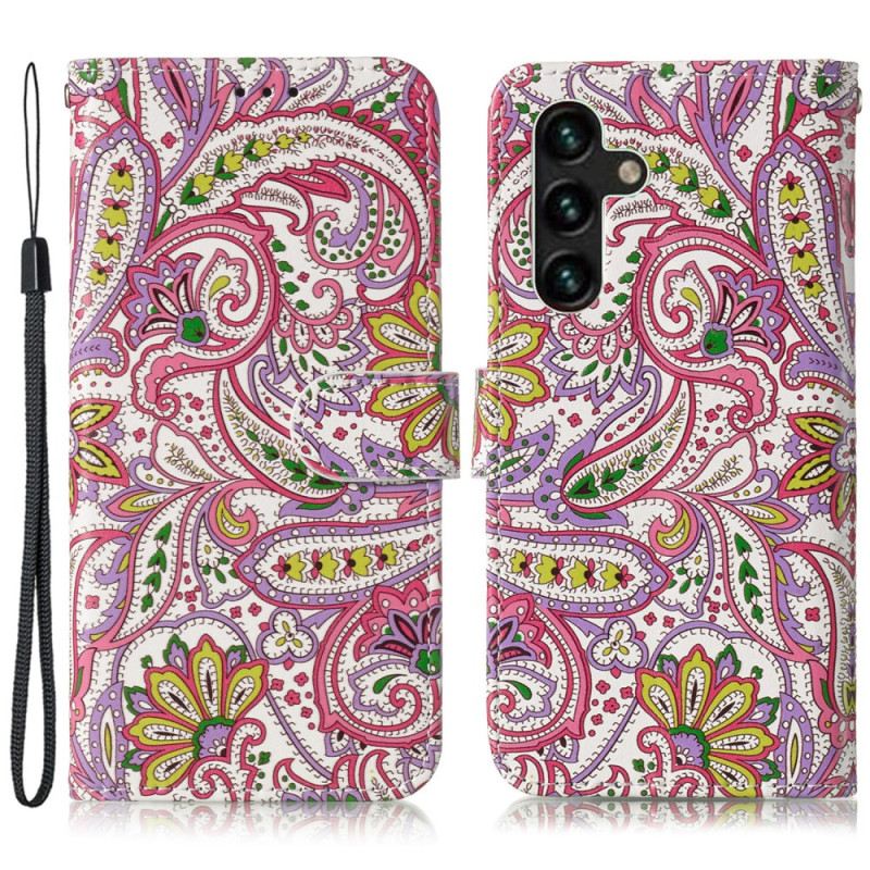 Bőrtok Samsung Galaxy S24 Fe Paisley Minta