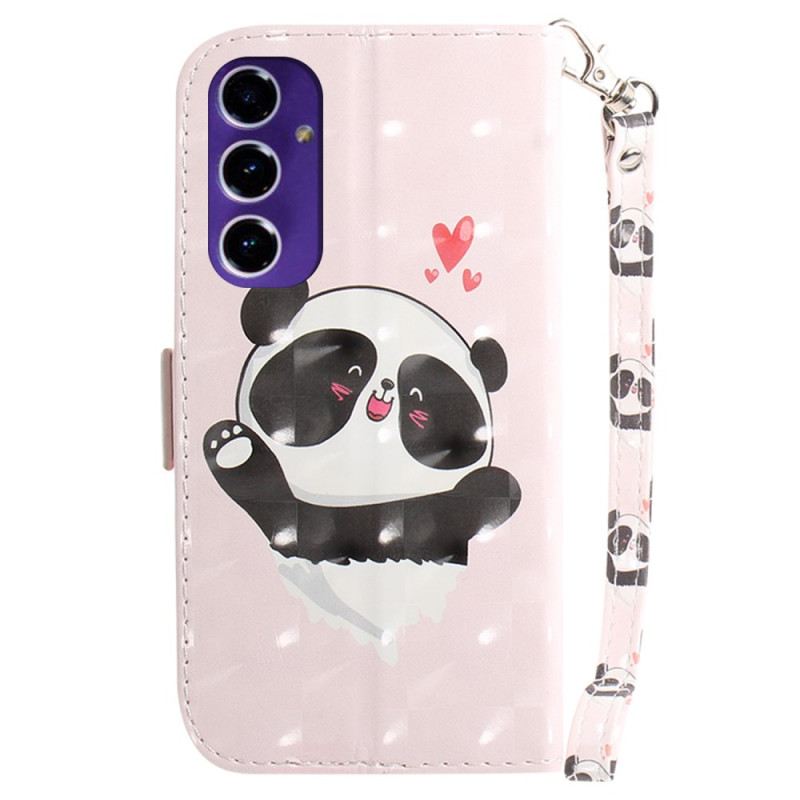 Bőrtok Samsung Galaxy S24 Fe Panda Love Szíjjal