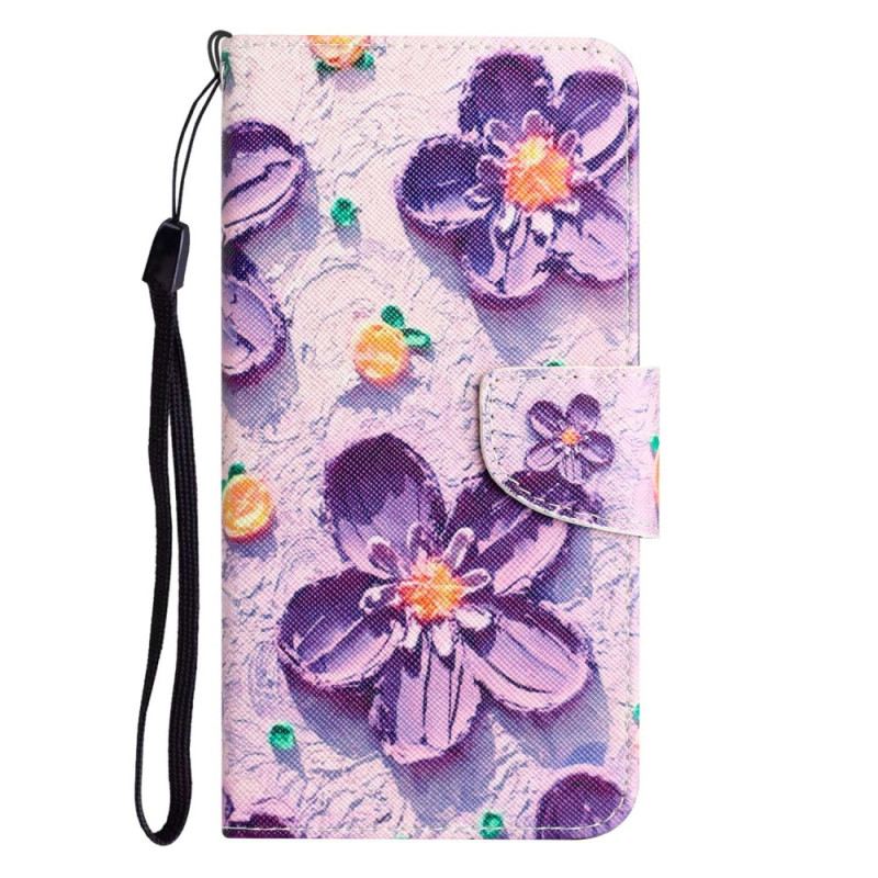 Fliptok / Bőrtok Samsung Galaxy S23 Plus 5G szíjjal Csak Strap Flowers