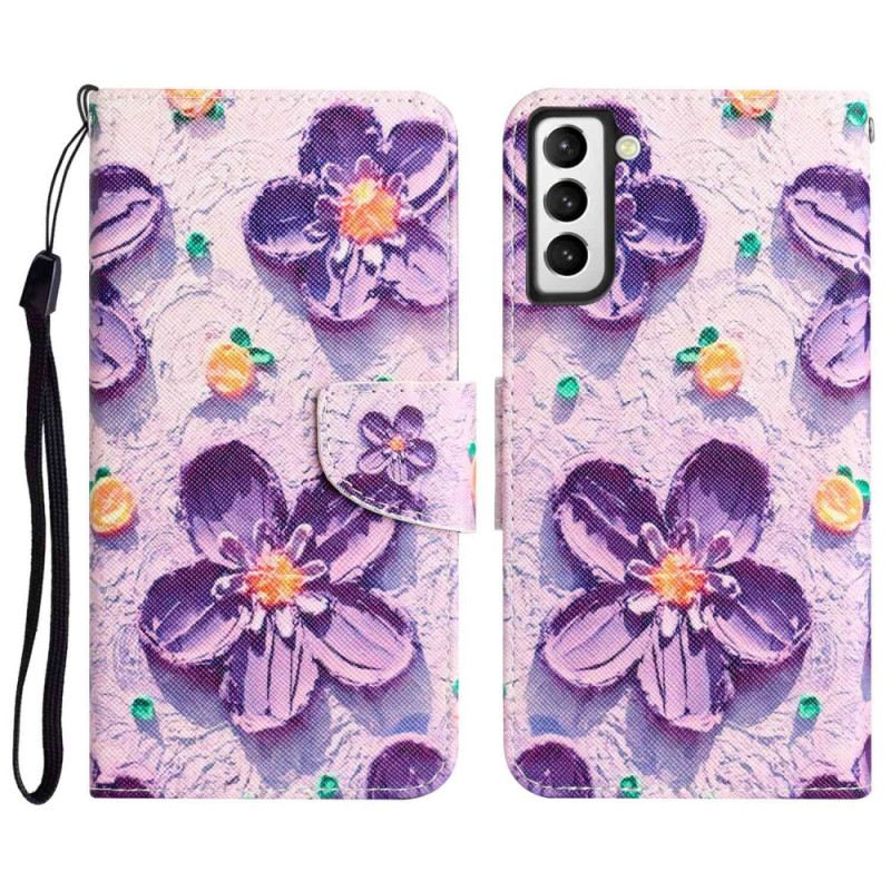 Fliptok / Bőrtok Samsung Galaxy S23 Plus 5G szíjjal Csak Strap Flowers