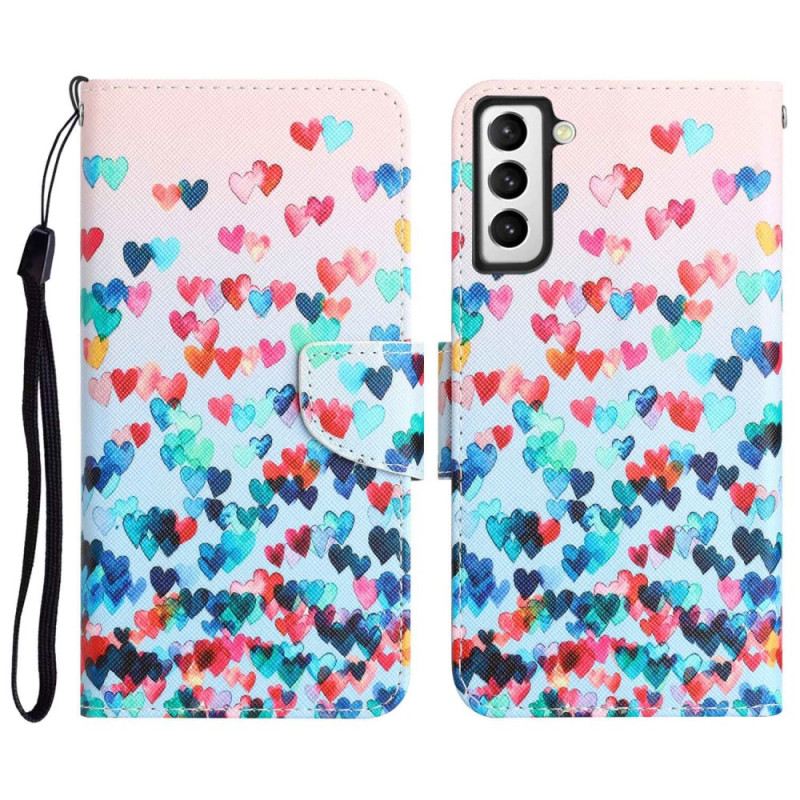 Fliptok / Bőrtok Samsung Galaxy S23 Plus 5G szíjjal Csak Strappy Hearts