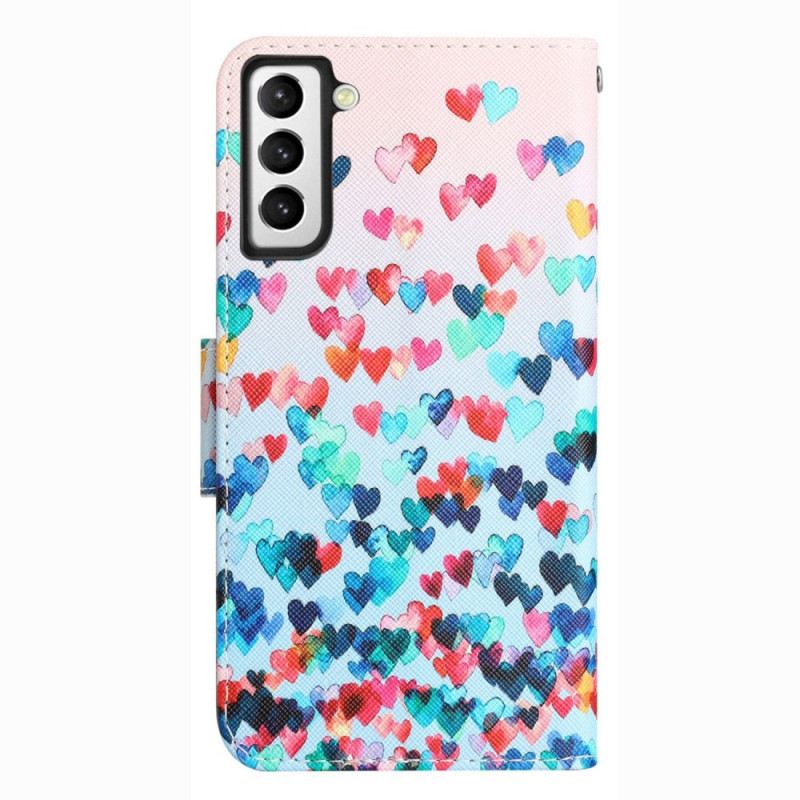 Fliptok / Bőrtok Samsung Galaxy S23 Plus 5G szíjjal Csak Strappy Hearts