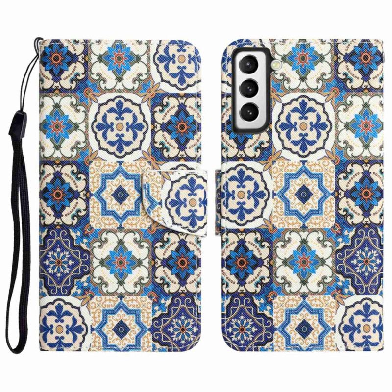 Fliptok / Bőrtok Samsung Galaxy S23 Plus 5G szíjjal Strappy Patchwork