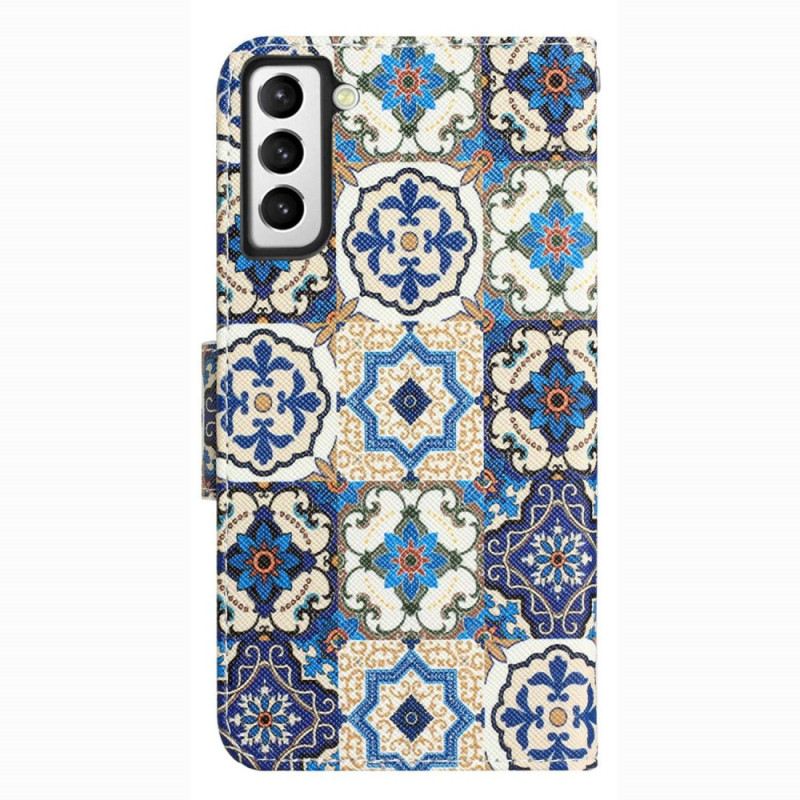 Fliptok / Bőrtok Samsung Galaxy S23 Plus 5G szíjjal Strappy Patchwork