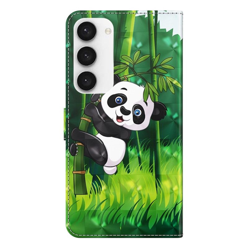 Fliptok Samsung Galaxy S23 Plus 5G szíjjal Panda És Bambusz Nyakpánttal