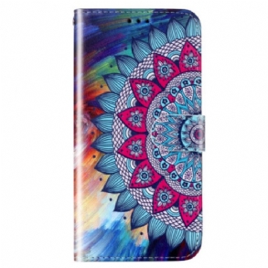 Fliptok Samsung Galaxy S23 Plus 5G szíjjal Színes Pántos Mandala