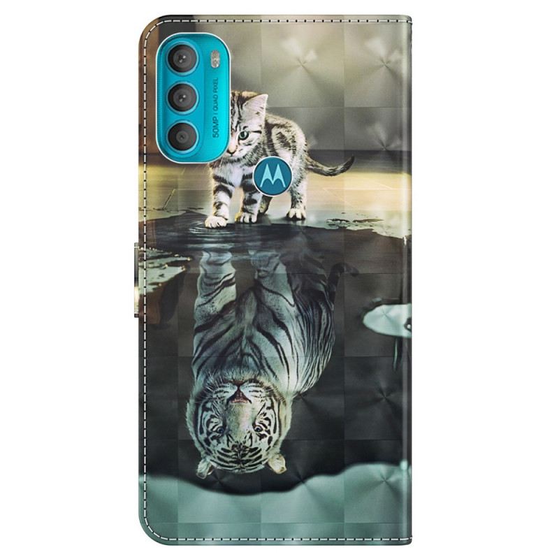 Fliptok / Bőrtok Moto G71 5G Ernest. A Tigris