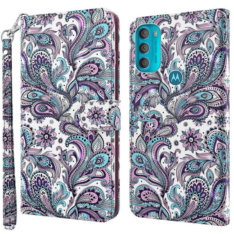 Fliptok / Bőrtok Moto G71 5G Paisley