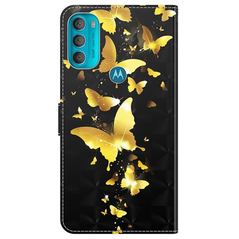 Fliptok / Bőrtok Moto G71 5G Sárga Pillangók