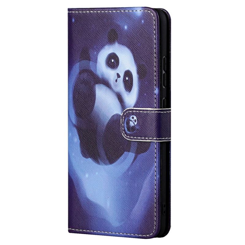 Fliptok / Bőrtok Moto G71 5G szíjjal Panda Space Kötéllel