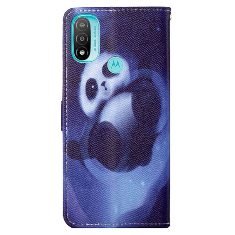 Fliptok / Bőrtok Moto G71 5G szíjjal Panda Space Kötéllel