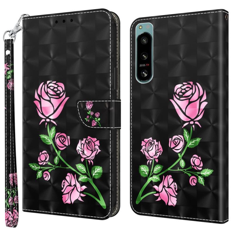 Kinyitható Tokok Sony Xperia 5 IV szíjjal Strap Roses