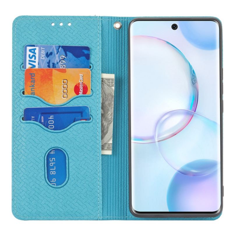 Fliptok / Bőrtok Huawei Nova 9 Pro szíjjal Pántos Szőtt Bőr Stílus