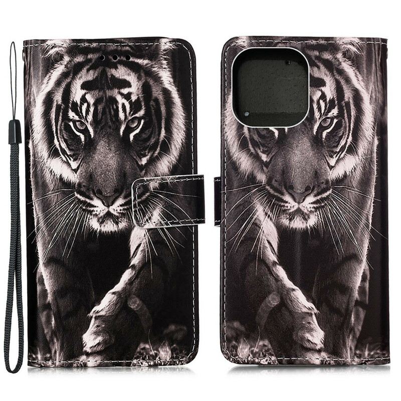 Fliptok / Bőrtok iPhone 13 Mini Éjszakai Tigris