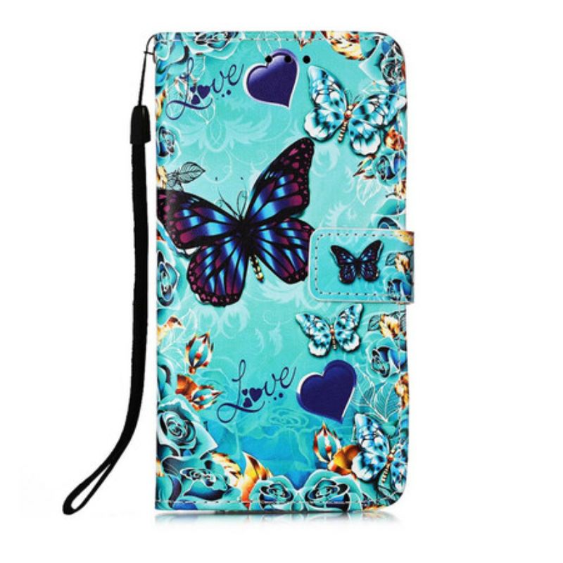 Fliptok / Bőrtok iPhone 13 Mini szíjjal Love Butterflies Strappy