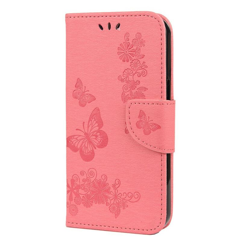 Fliptok iPhone 13 Mini szíjjal Splendid Strap Butterflies