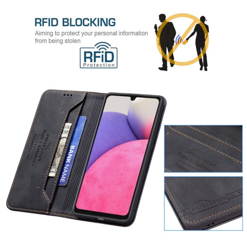 Fliptok Samsung Galaxy A33 5G Bőrtok Rfid Sewing Binfen Color