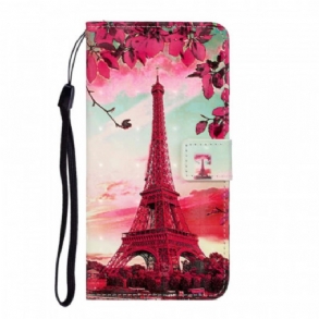 Fliptok / Bőrtok Samsung Galaxy S20 Ultra szíjjal Eiffel-torony Állítható Pánt