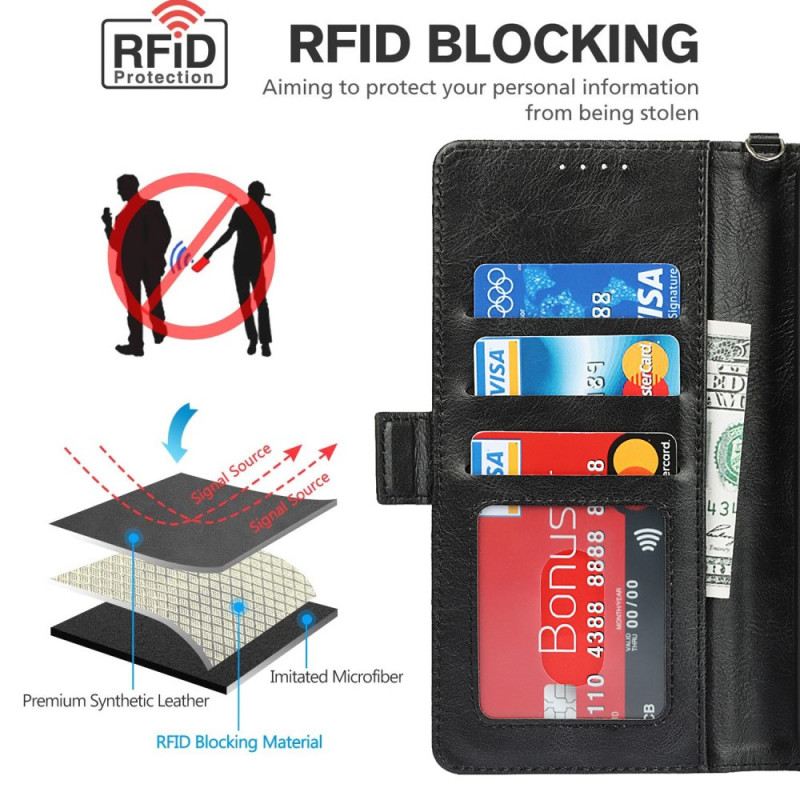 Fliptok / Bőrtok Samsung Galaxy S22 5G Stílusos Bőr Rfid Technológia