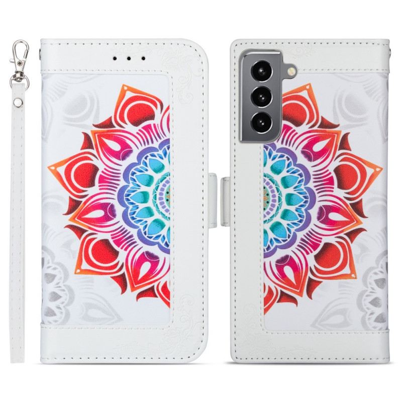 Fliptok / Bőrtok Samsung Galaxy S22 5G szíjjal Pántos Mandala Dekoráció