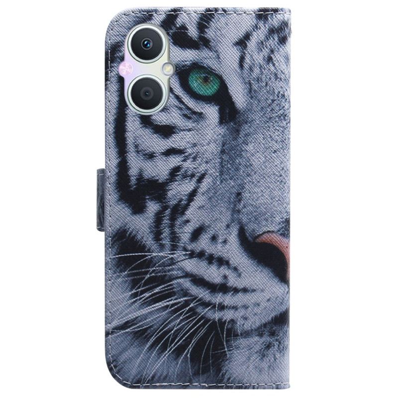 Fliptok / Bőrtok Oppo Reno 8 Lite Fehér Tigris