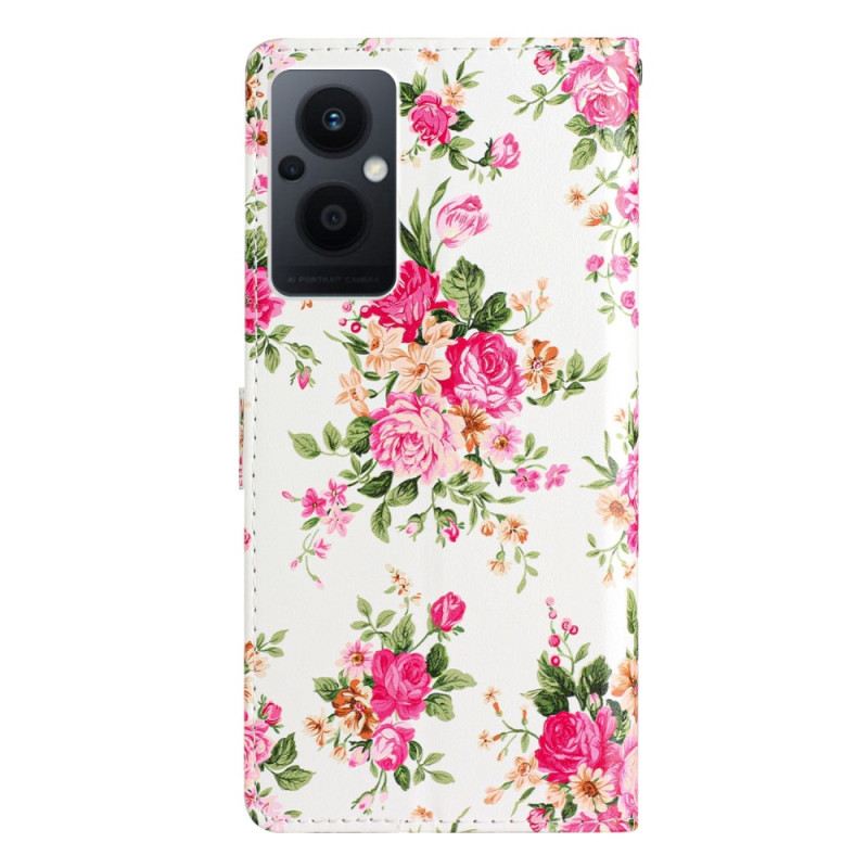 Kinyitható Tokok Oppo Reno 8 Lite szíjjal Strap Liberty Flowers