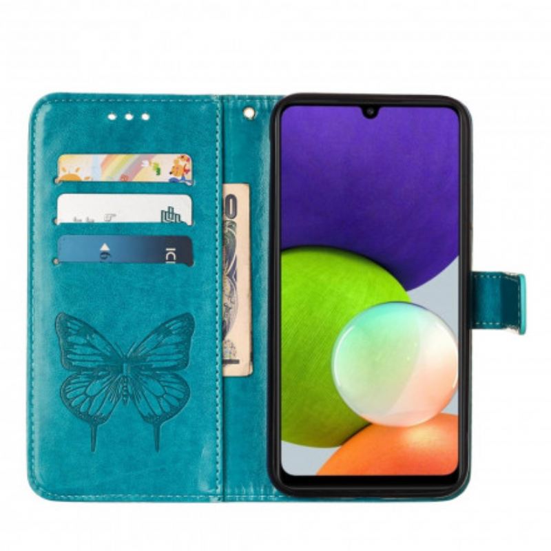 Fliptok / Bőrtok Samsung Galaxy A22 Butterfly Design Zsinórral