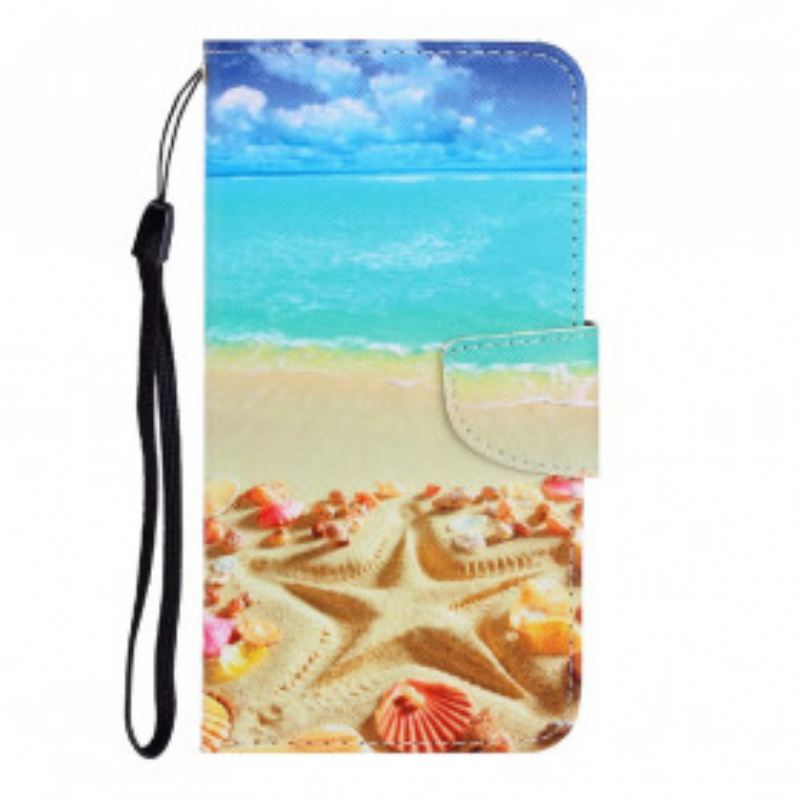 Fliptok Samsung Galaxy A22 szíjjal Lanyard Beach