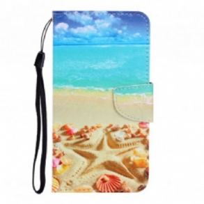 Fliptok Samsung Galaxy A22 szíjjal Lanyard Beach