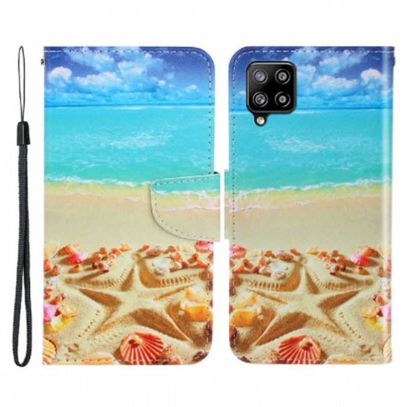 Fliptok Samsung Galaxy A22 szíjjal Lanyard Beach