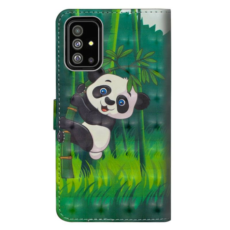 Fliptok / Bőrtok Samsung Galaxy A71 Panda És Bambusz