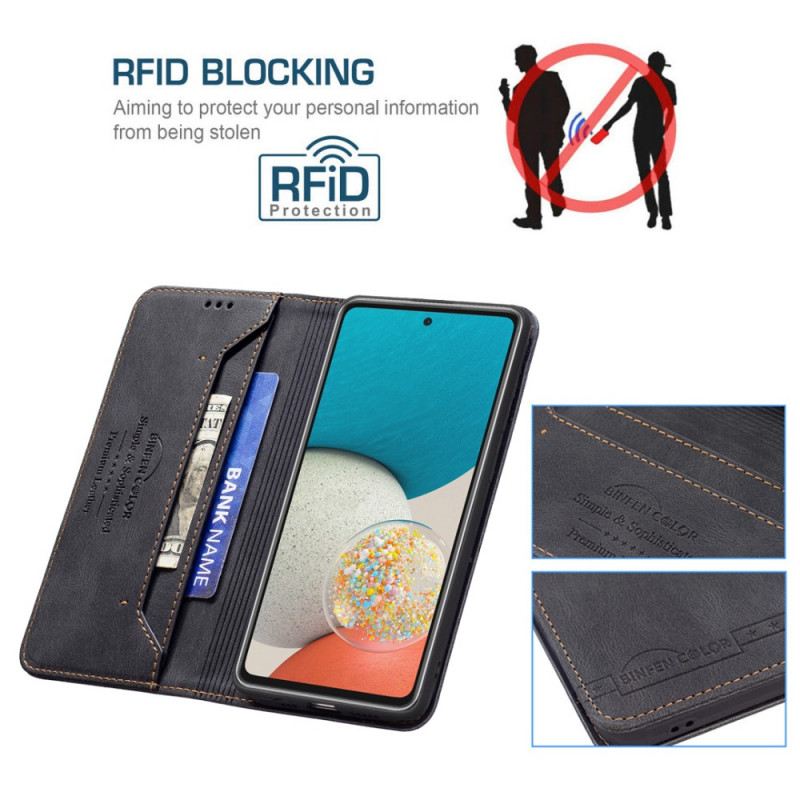 Fliptok Samsung Galaxy A53 5G Bőrtok Rfid Sewing Binfen Color